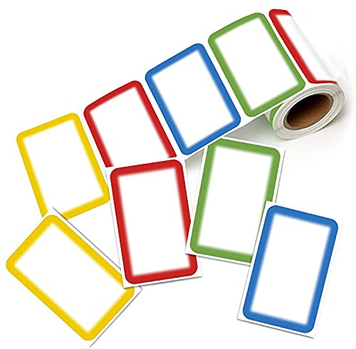 Name Tag Labels Stickers Large 200 Colorful 89x57mm 4 Colors Waterproof Adhesive Name Tags Sticky Labels for Clothes Office School Presents Kitchen Food Bottles Folders and Birthday Parties