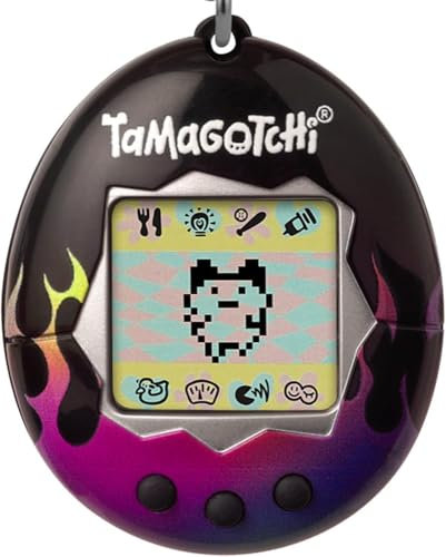 Bandai Tamagotchi Original Flames Shell | Tamagotchi Original Cyber Pet 90s Adults and Kids Toy with Chain | Retro Virtual Pets are Great Boys and Girls Toys or Gifts for Ages 8+