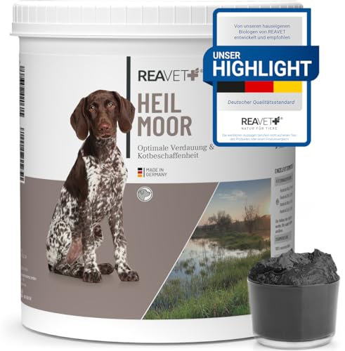 ReaVET Heilmoor für Hunde 1,3kg - Verbessert die Kotbeschaffenheit, Optimale Verdauung, Immunsystem, Magen-Darm-Aktivität, Appetit Anregung I Natürliche Heilerde Moor Hund