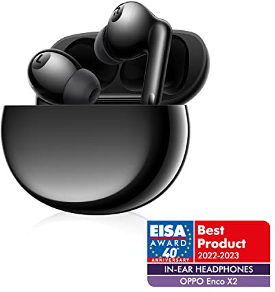 OPPO Enco X2 Wireless Bluetooth Earphones - Semi In-Ear Headset - Simultaneous Binaural Sound - Active Noise Reduction - Rechargeable Battery - Case Included - Black [FR Version]