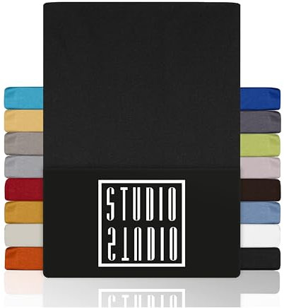 STUDIO Basic Spannbettlaken 180x200cm – Jersey-Spannbetttuch aus 100 % gekämmter Baumwolle – Anthrazit – Öko-Tex Zertifiziert, bügelfrei & elastisch – für Matratzen 15–25 cm