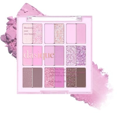 dasique Shadow Palette #18 Berry Smoothie l Vegan, Cruelty Free l 18 Mixable Shades in Smooth, Matte and Shimmering Finishes with Beautiful Pearls