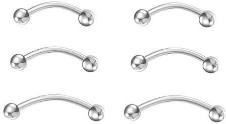 NewkeepsR 3 Paia-1,2mm Titanio Con Bilanciere Curvo E Piegato A Banana, Anelli Per Ponte Per Piercing Al Labret Verticale, Gioielli Per Ombelico 14mm/16mm/18mm