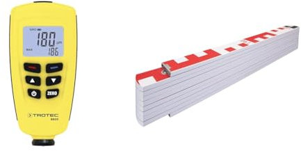 TROTEC Lackmessgerät BB20 – Lackschichten Messgerät für Auto & STABILA 17927 Holz-Gliedermaßstab Type 1407 GEO, 2 m, weiß, metrische Skala/Geo-Skalierung