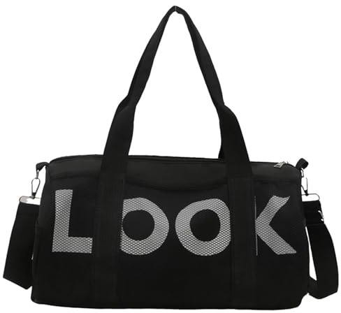 Small Gym Bag, Gym Bag, Small Holdall, Overnight Travel Weekend Holdall Bags Fitness Handbag for Swim Yoga Workout, Water Resistant Carry On Bag Sport Travel Training Journey (Black)