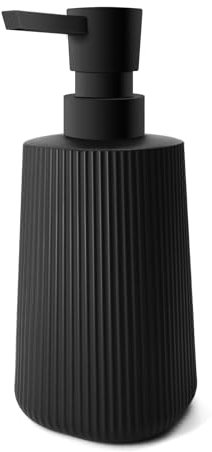 Mamiddle Dispenser Sapone Bagno Moderno a Righe Dosatore Sapone Cucina Detersivo Piatti 250ml Dispenser Sapone Cucina con Pompa per Bagno e Lavelli da Cucina (Nero - 1 pezzo)