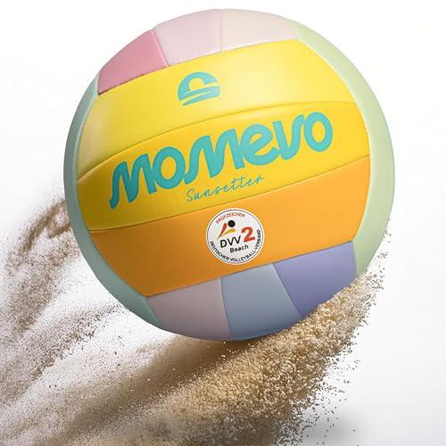 Momevo Beachvolleyball – Balón de Vóley Playa Tamaño 5, Certificado DVV, Super Suave y Resistente – Ideal para Outdoor, Playa, Arena y Deportes de Verano (Rainbow, Solo balón)