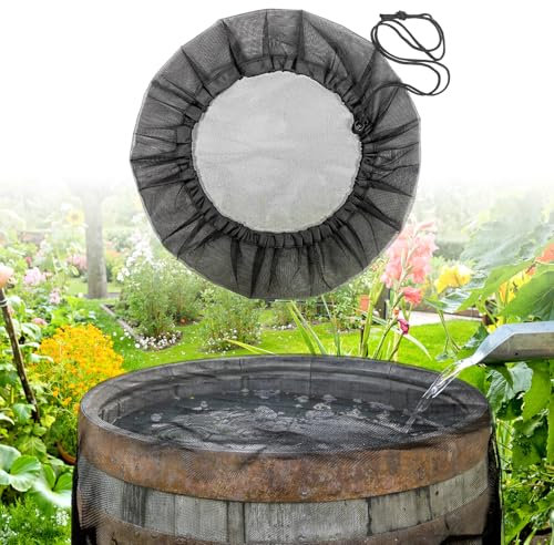 Red para barriles de lluvia, 110 cm, con cordón, protección contra hojas, insectos, parentasin