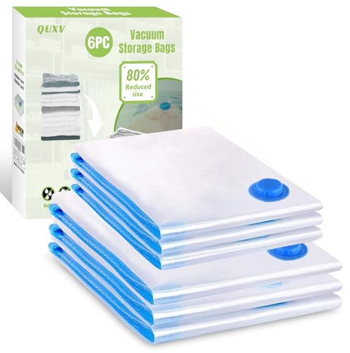 Sacchetti Sottovuoto Vestiti Buste Sottovuoto Vestiti 6 Pezzi 3*Grandi 80x60cm+3*Piccolo 60x40cm Sacchi Sottovuoto Riutilizzabili per Coperte Lenzuola Piumoni Cuscini