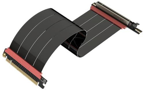 LINKUP PCIE 5.0 riser-kabel | för vertikal GPU-montering | vänster vinkel | Grafikkort GPU-klar | Användbar med PCIe 4.0 & RX 9070/RTX5090 | 30 cm (Total längd: 34 cm)
