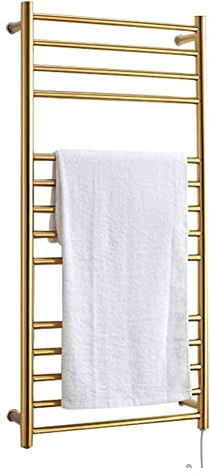 GAZOGJ Wall-Mounted Thermostat Heated Towel Rail, Thermostatic Electric Heated Towel Rail Radiator Flat Ladder for Bathroom, 304 Stainless Steel Bathroom Towel Rack