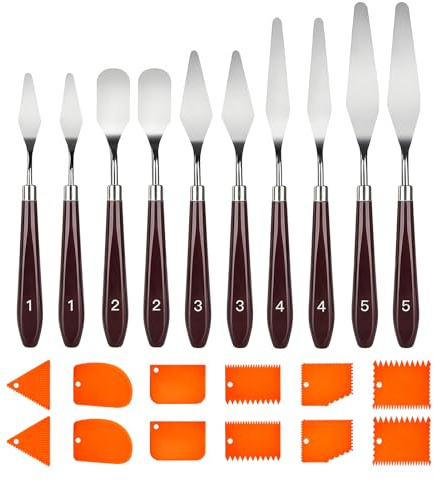 MewHunk 2 set coltelli da pittura, spatola rivestita, pennelli, pittura acrilica, coltello pittura e coltello da pittore, per pittura a olio e miscelazione di colori su tela