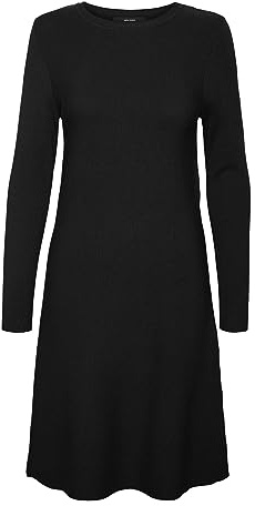 VERO MODA Långärmad stickad vinterklänning Nancy, svart, XS