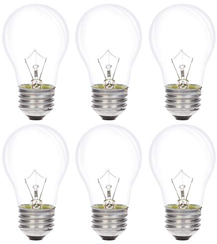 Simba Lighting Appliance Light Bulb A15 25W (6 Pack) Incandescent Mini-Standard Shape with E26 Standard Medium Screw Base for Refrigerators, Ovens, 110V 120V 130V, Dimmable, 2700K Warm White