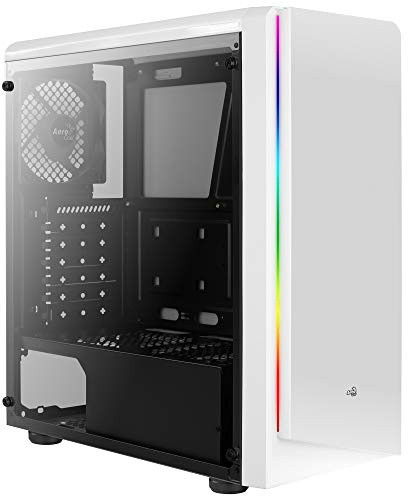 Aerocool RIFTW, Boîtier PC ATX Blanc, RGB 13 modes, Panneau Latéral, 12cm fan, Blanc