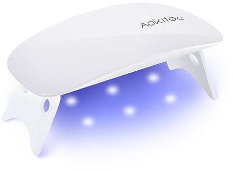 Aokitec Mini UV LED Nagellampe, UV Lampe für Gelnägel Tragbarer Nageltrockner für alle Gelnagellacke, Aushärtungswerkzeug in Mausform Kompakt Leicht mit USB Kabel (Weiß)