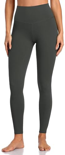 Colorfulkoala Essential Leggings Damen Innennaht 28 Zoll in voller Länge mit Kleiner Bundtasche aus Polyester & Elasthan, Anthrazit Grau, XL