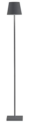 Zafferano, Poldina Lampe L, Kabellose, Wiederaufladbare Stehlampe mit Touch Control, Geeignet für Wohnzimmer und Außenbereich, Dimmer, 2200-3000 K, Höhenverstellbar 52-122 cm, Farbe Dunkelgrau