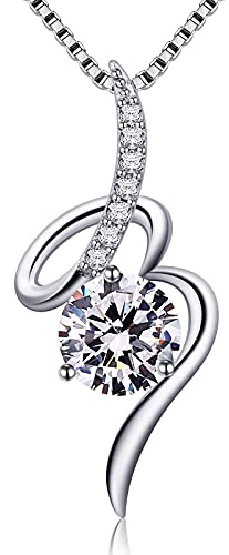 Jewlldeen Collier Femmes Amour pour Toujours Cœur Collier en Argent Sterling 925 de Naissance Pendentif Bijoux pour Femmes Cadeau de Noël Cadeau de la Saint-Valentin D'anniversaire 18''