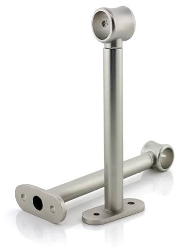 GIRASOLE HOME Staffa Regolabile Lunga 165mm per Asta 2 Pezzi in Lega di Zinco Resistente per Bastoni dal Diametro di 18-20 mm (Nichel Satinato)