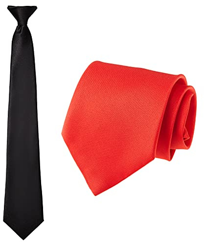 YATEICBC 2 Cravate à Pince Mate Mariage Cravate d'Affaires Formelle (Noir, Rouge)