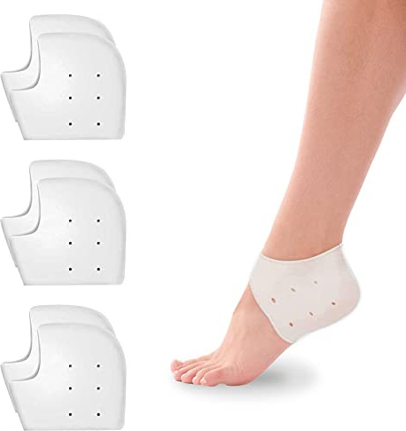 Newpop 3 Paia Proteggi Cuscinetti per Tallone, in Silicone, unisex Traspiranti Idratante Gel Tacco Calze, Sollievo Dolore Protezione per Fascite Plantare, Sperone Calcaneare, Tendinite di Achille