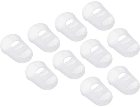 PATIKIL 0,71 tum fingerspetsar i gummi, 30-pack silikon tumfingertoppsskydd skydd dynor fingerborg för gitarrspel kontor räkning sömnad, klar liten storlek
