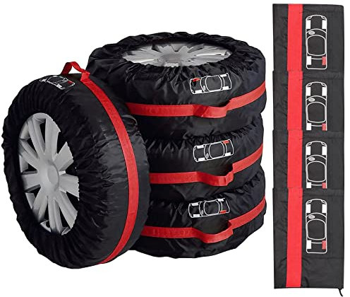 Mocoli 4 Stück Auto Reifentaschen, Auto Reifentaschen Set, Reifen Aufbewahrungstaschen, Reifentüten, Reifenschutzhülle, Geeignet für 13-18 Zoll Reifen (A)