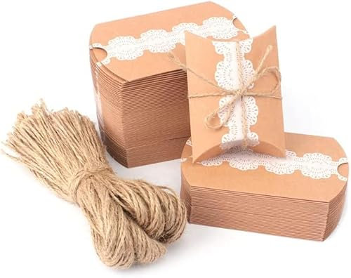 100 Stück Vintage Geschenkschachtel Kraftpapier Geschenk-Box, Braunes Hochzeit Geschenk-Box für Hochzeit Valentinstag Jahrestag Süßigkeiten Partei