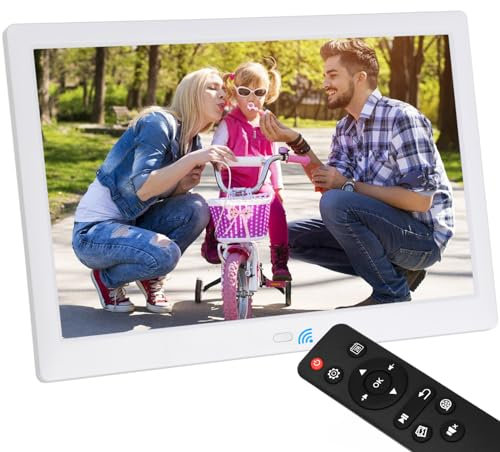 TSITSC 13.3 Zoll Digitaler Bilderrahmen, 1280 * 800 Elektronischer Bilderrahmen Foto Musik Video Player Kalenderfunktion mit Fernbedienung, unterstützt USB/SD-Karte, Desktop-oder Wandmontage (Weiß)