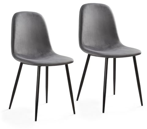 Mondeer Esszimmerstühle 2er Set, Samt Küchenstuhl mit Rückenlehne und Polsterung, Modernes, für Esszimmer Küche Wohnzimmer, Grau