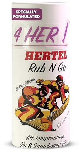 Hertel Wax 4HER Rub-N-Go All-Temperature Ski & Snowboard Wax - Designed for Women's Biomechanics, Trusted by Everyone. Up to 8 applications or more. USA. Since 1974.