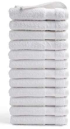 DoubleDry Premium Handtuchset – 12er Pack Hotel Collection – 50x100 cm – 500 g/m², 100% Baumwolle – Öko-Tex MIG Zertifiziert – Handtücher für Fitnessstudio, Spa & Strand - (Weiß)
