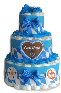 Windeltorte | Geschenk zur Geburt | Windelgeschenk für Jungen |Lausbub | Bayern