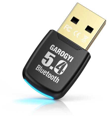 GAROGYI Adattatore Bluetooth 5.4 Pro Mini Dongle USB per PC Chiavetta Bluetooth per Windows 11/10/8.1/7 Compatibile con Controller, Auricolari, Tastiere, Mouse, Casse, Stampanti e Altoparlanti