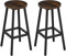 Klihome Bar Stools Set of 2, Industrial Style High Barstools with Metal Frame, Brown