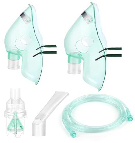 NHQZ 2 Set Inhaliergerät Zubehör Kindermaske Erwachsenenmaske Vernebler Mundstück Nasenaufsatz Anschlussschlauch, Zubehör Komplettset(Kinder + Erwachsene)