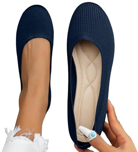 ballarinas, Ballerina Schuhe Damen Elegant Mittelalter Weiche Sommerschuhe Ballerinas Sommer Leichte Tanzschuhe Ballettschuhe Weite H Trachtenschuhe Flache Damenschuhe Mädchen, Dunkelblau, 41