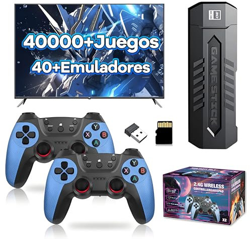 X2 Blue Consola de juegos Retro 4K, Emulador de Consola de Video de 128 GB, con 40 000+ Juegos Retro Integrado, 40+ Emuladore, Consola de Juegos Plug and Play para TV, con 2 x 2,4 G Mandos Inalámbrico