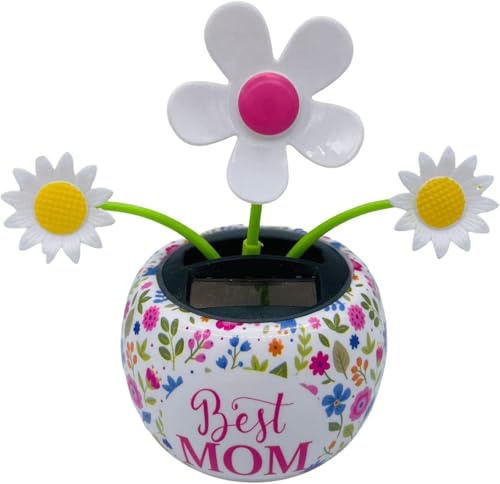 White Daisy Flower Solar Dancer Figure,Solar Dancing Flower Solar Dancing Solar Toys Car Swinging Dancing Toy Car Windowsill Home Desk Decor Solar Power Kits for Car Office Desk Decoration