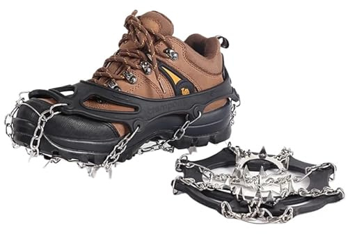CSSHNL Cramponi Ramponi in Acciaio, Antiscivolo, for Escursionismo, Arrampicata, Neve, Catene, Artigli, Copri-Stivali(Black Size 41-44)