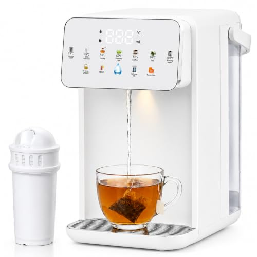 3.5L Instant Hot Water Dispenser, 6 Temp Settings & 8 Cup Sizes, 3-Second Rapid Heat, Quiet Operation, LED Touchscreen & Night Light, for Tea, Coffee & Kitchen (White)
