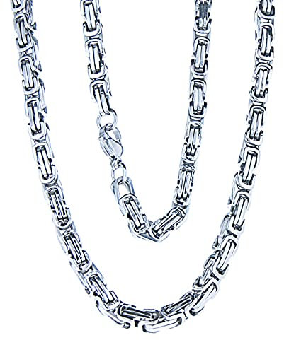 Kiss of Leather Eckige Königskette aus Edelstahl, 5 mm dick, 50 – 70 cm lang (70)
