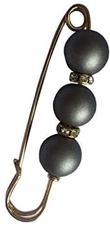 Sharplace Graue Brosche Sicherheitsnadel mit Perle, 7x1.6cm/2.75x0.63