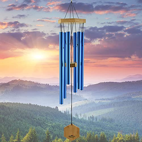 UpBlend Deep Tone Wind Chime – Outdoor Sympathy & Memorial Gift for The Loss of a Loved One, Memorial Wind Chimes, Thoughtful Sympathy Gift for Bereavement and Remembrance. 29 Blue