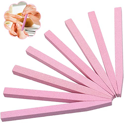 Mudder 8 Pcs Stone Nail File Pumice Stick for Fingernails Pumice Rock Nail Cuticle Pusher Rock File for Home Salon Toenail Buffing Tool (Pink)