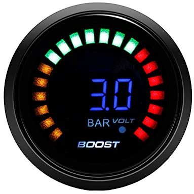 ETOPARS Motore Auto Digitale 52mm 2pollici Calibro di Turbo Boost Kit Manometro Boost Bar Misuratore Indicatore Luminoso Display Sfumatura Fumo Lente