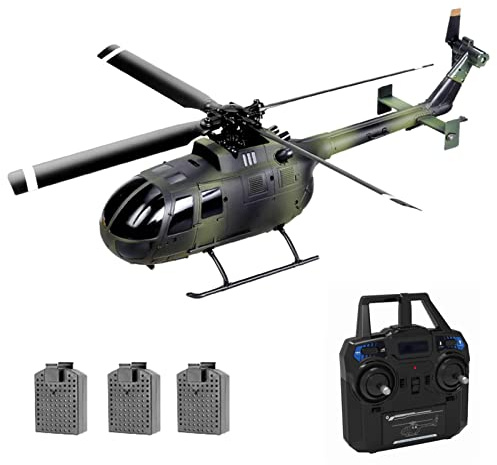 GoolRC C186 RC Helicopter, 4 CH Single Propeller Without Ailerons Remote Control Helicopter with 6-axis Gyro, Stabilization, Altitude Hold, 3 Batteries, RC Airplane Toys for Adults