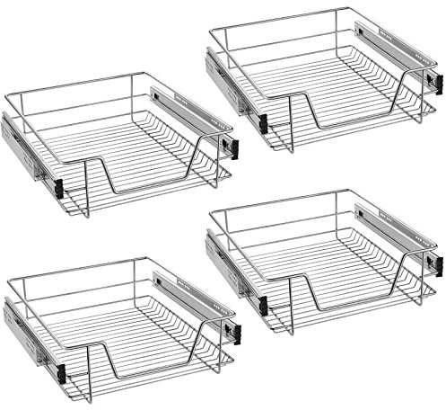 UISEBRT 4 Stück Küchenschublade Teleskopschublade 50cm - Küchenschrank Schrankauszug Schlafzimmerschränke Korbauszug vollauszug,für 47cm (Innenbreite) /50cm (Außenbreite) Schrankbreite