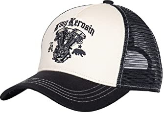 King Kerosin Herren Trucker Cap Baseballcap Baumwolle Meshcap Snapback Mit Netz Kappe Curved Brim Schirmmütze Größenregulierbar Winter/Sommer California Motor